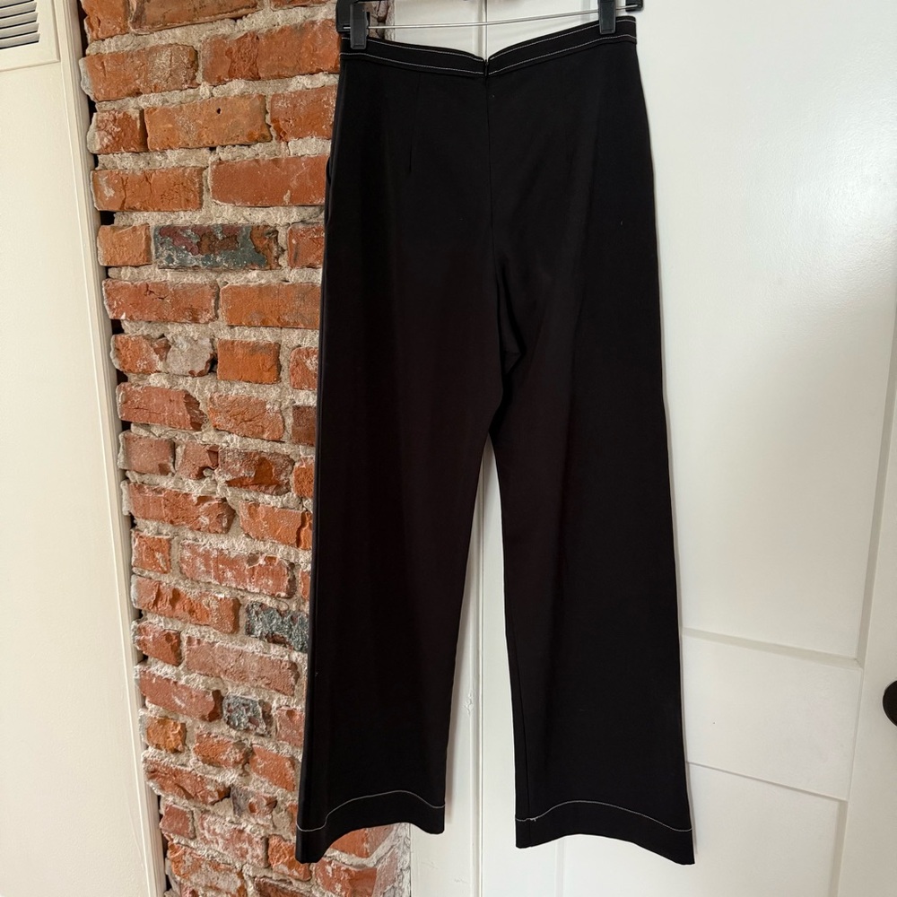 Georgia Alice Black Wide Leg Trousers with White Contrast Stitching Size 4 - Picture 5 of 15